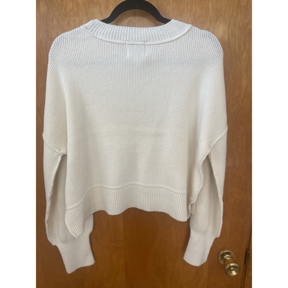 Pink Rose Cream Knit Sweater Women Medium NWT Cotton Blend Cropped Pullover - Picture 5 of 6